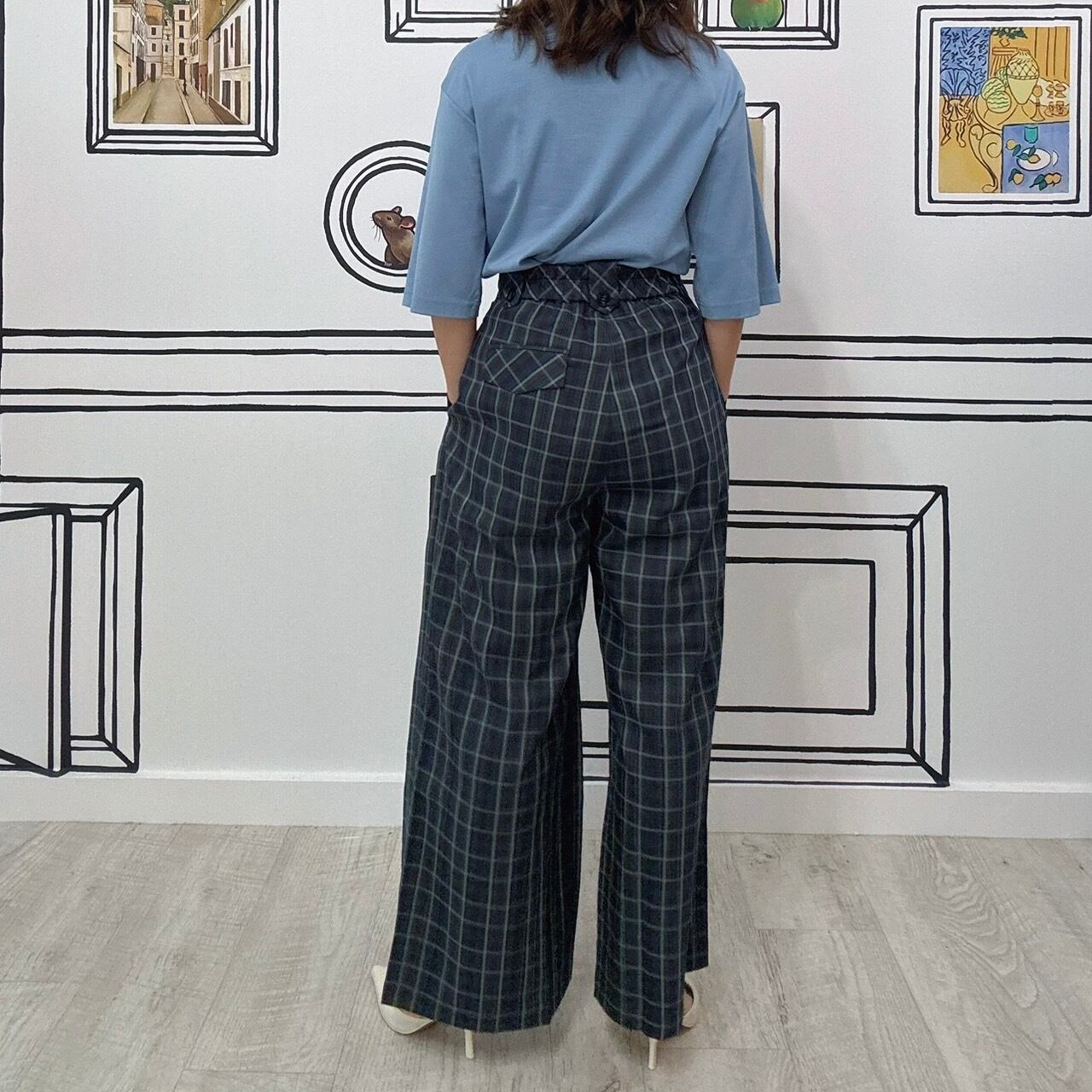 チェックワイドパンツ