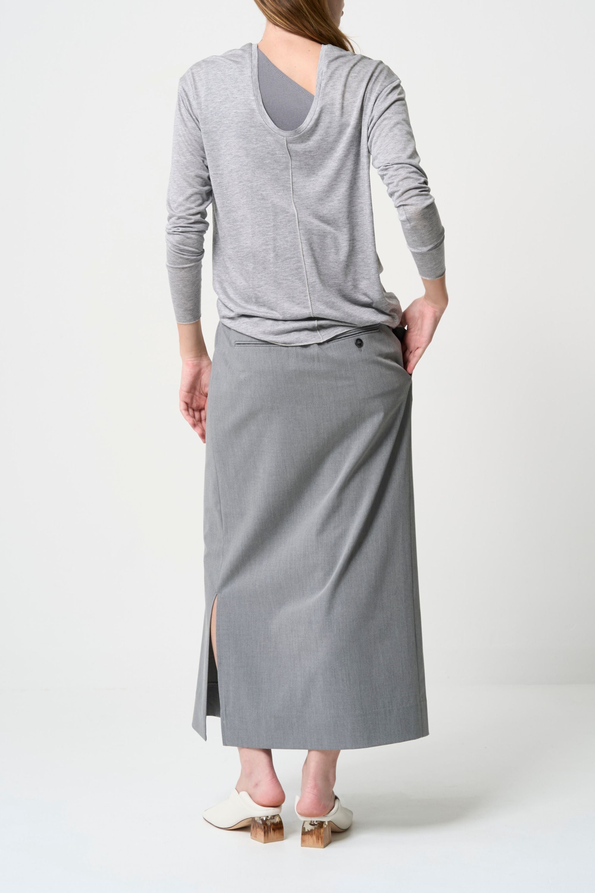 2way Sheer back open T-shirt - GRAY | seven dot - ライフ