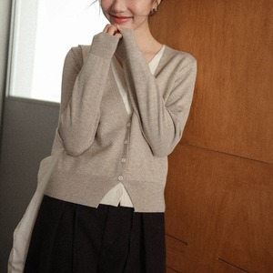 layered v-neck knit cardigan　J00427