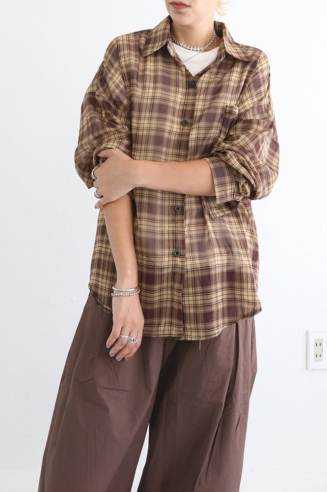 チェックシースルーブラウス(W5W1010H)