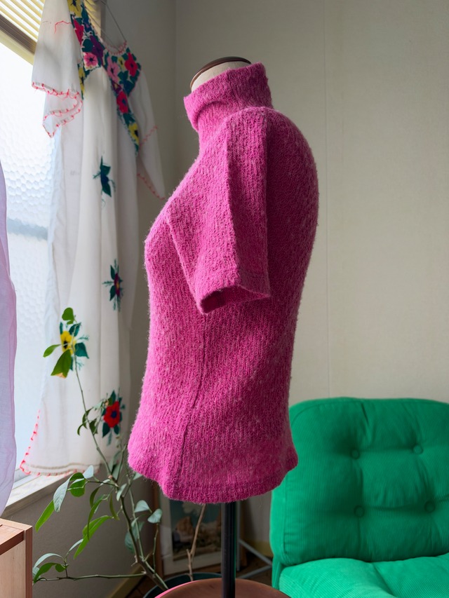 90s-00s USA Made Mohair Knit Short Sleeve Turtleneck