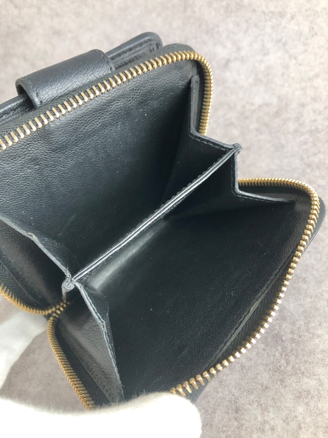 Yves Saint Laurent イヴ・サンローラン 財布 ブラック YSL レザー ２つ折り vintage ヴィンテージ オールド xjddhr