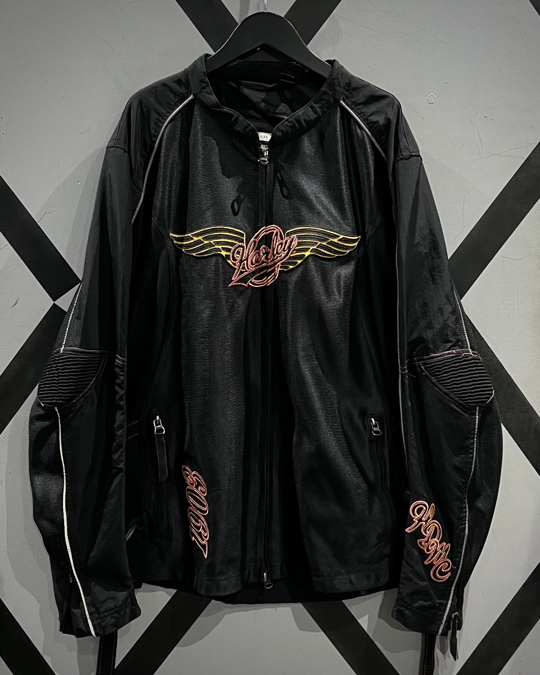 X VINTAGE】“Harley-Davidson” Leather Logo Patch Racing Jacket