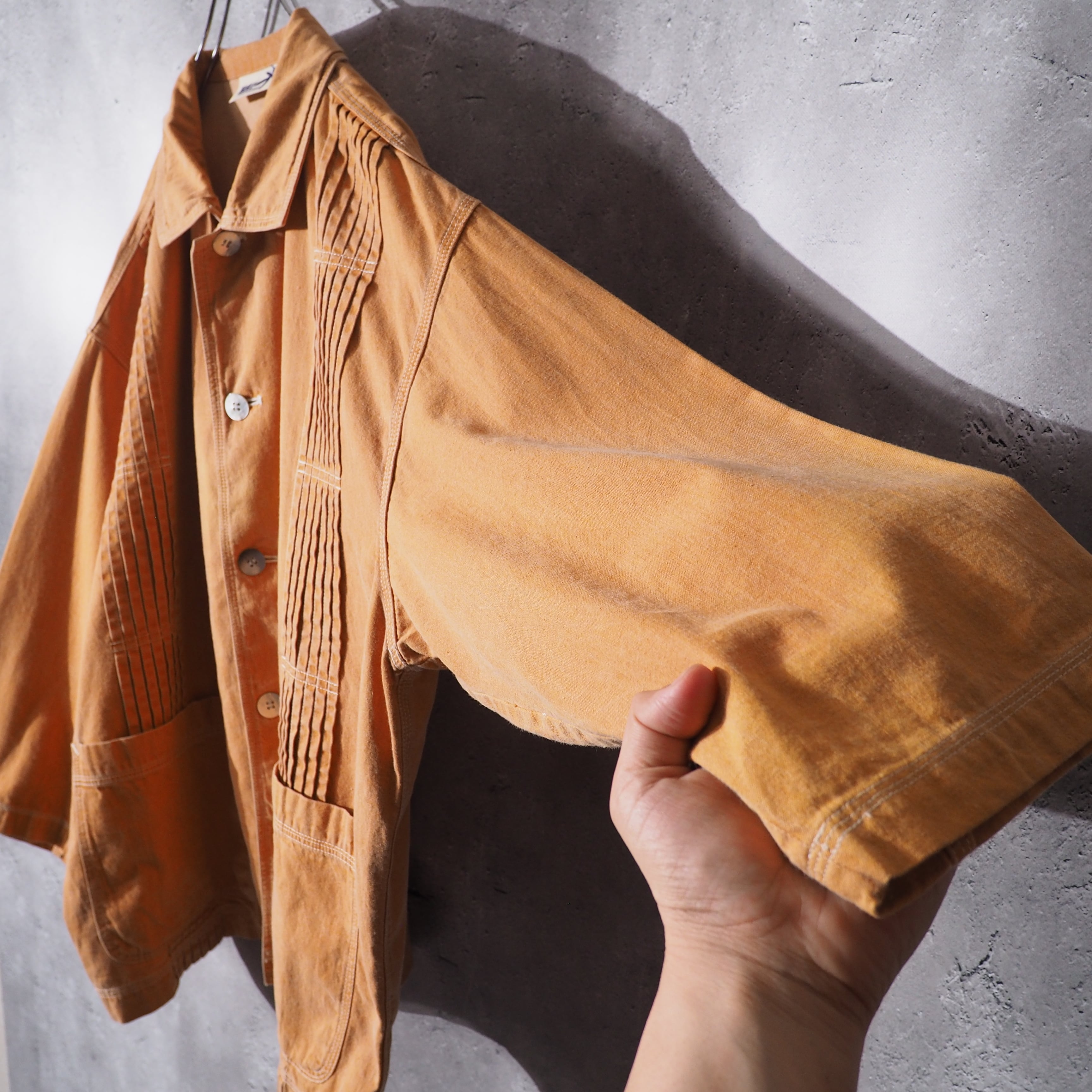 1990s " HAI SPORTING GEAR - ISSEY MIYAKE " Orange Pleats Design Vintage Loose Jacket