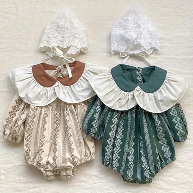 【取寄】バイカラービック襟つきロンパース