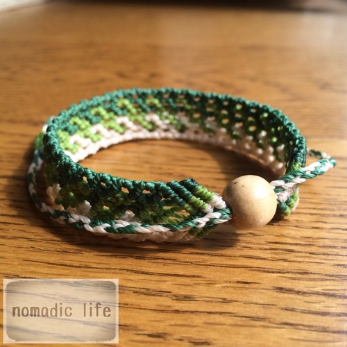 No.31//gradation bracelet_green/グラデーションマクラメブレスレット