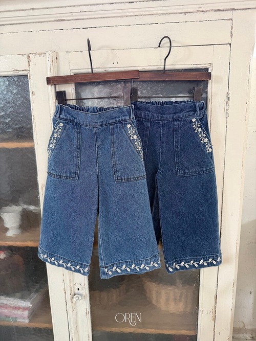 【 oren / 予約 】Maple embroidered denim pants