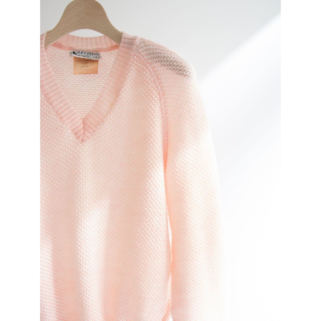 【courreges paris】Made in France 70's acrylic-mohair v-neck sweater(クレージュ アクリルモヘヤVネックニットプルオーバー セーター)12a