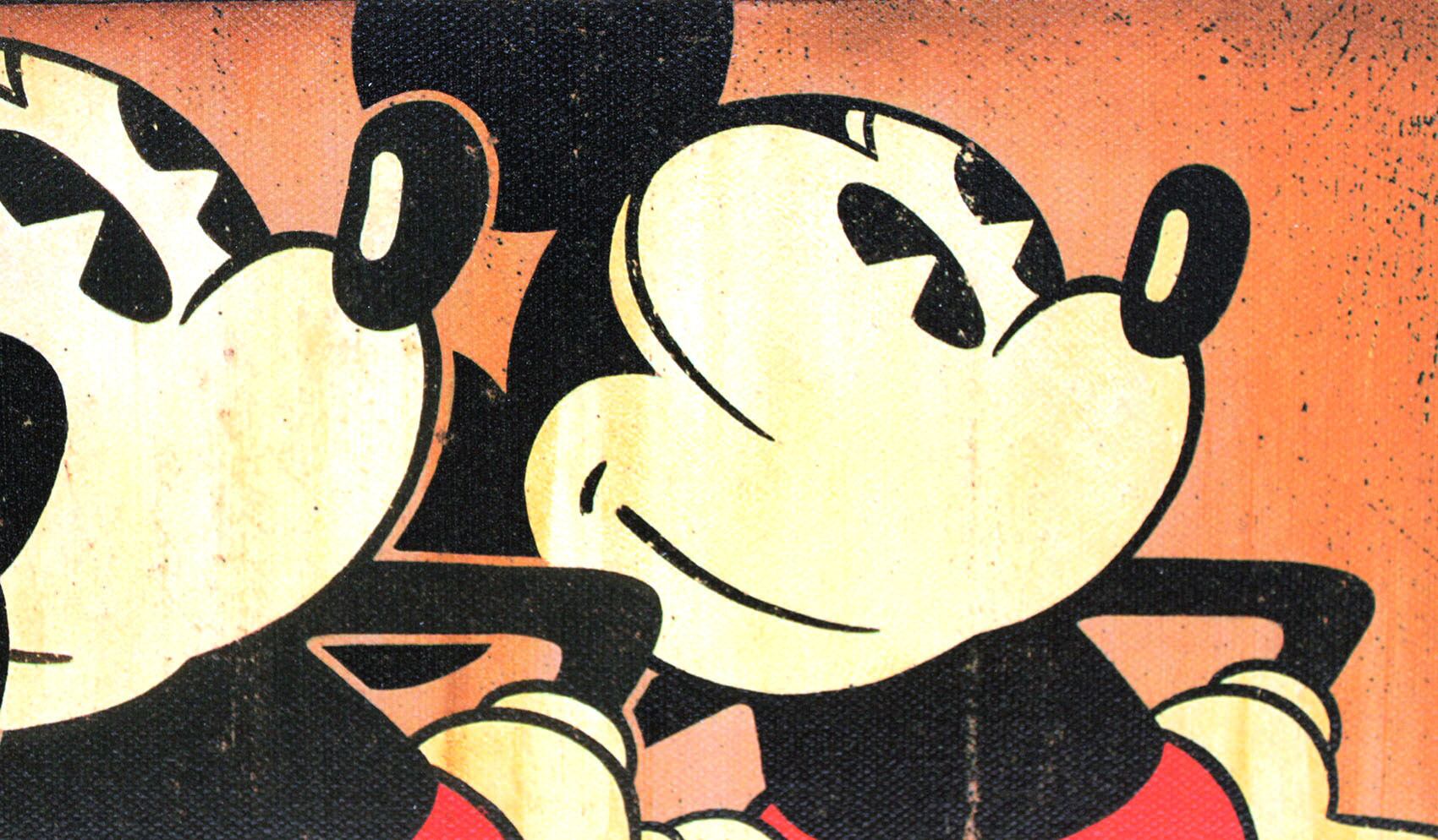 ディズニー絵画 ミッキーマウス スリー ビンテージ 作品証明書 展示用フック付 限定1500部キャンバスジークレ ディズニー絵画 ポスター