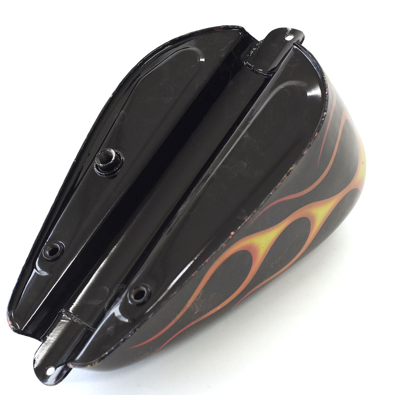 ペイント済みスポーツスタータンク黒ベース黄フレイムス | SHALLOW