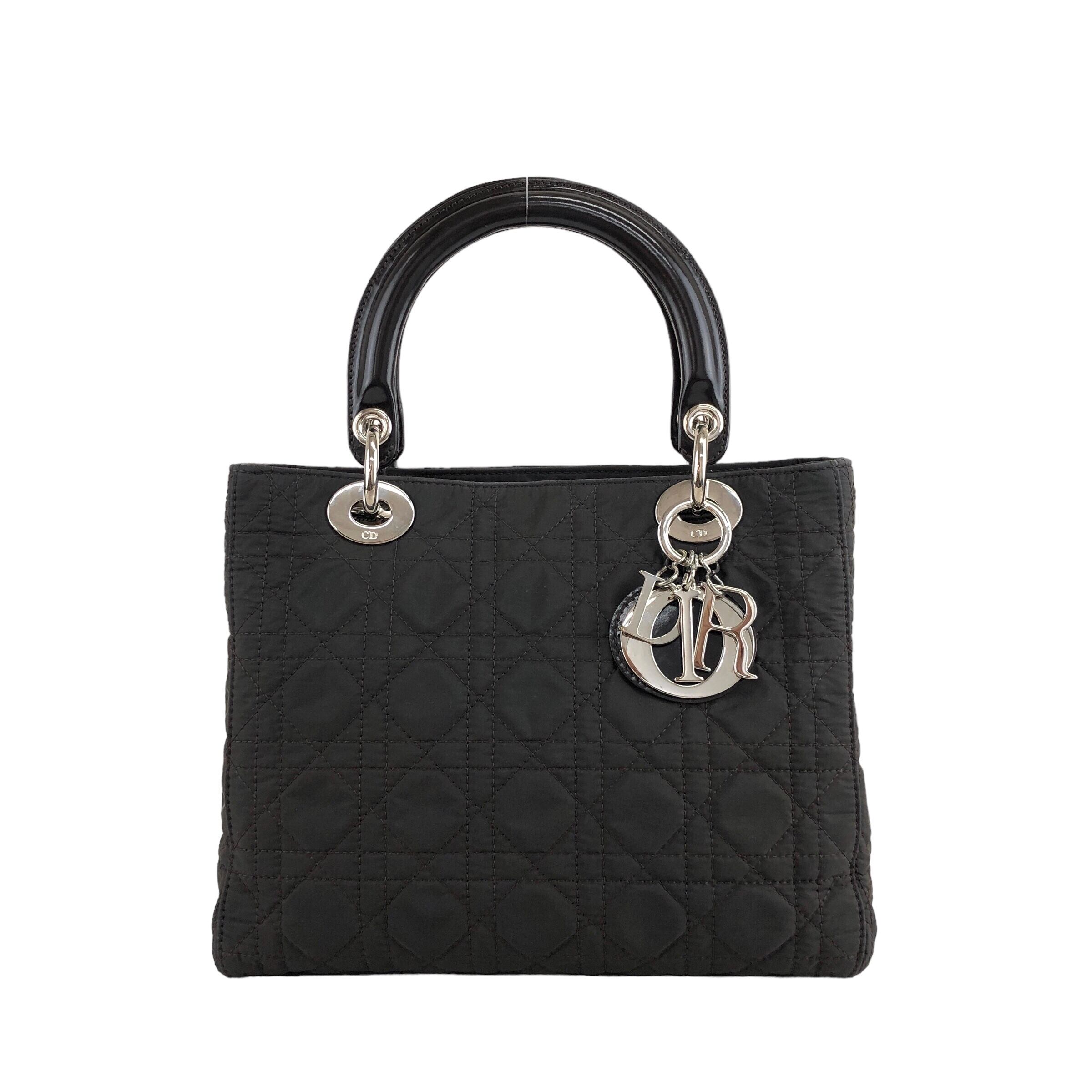 【中古】 クリスチャンディオール ハンドバッグ カナージュ ブラック ナイロン Christian Dior クリスチャン ディオール カナージュ ハンドバッグ