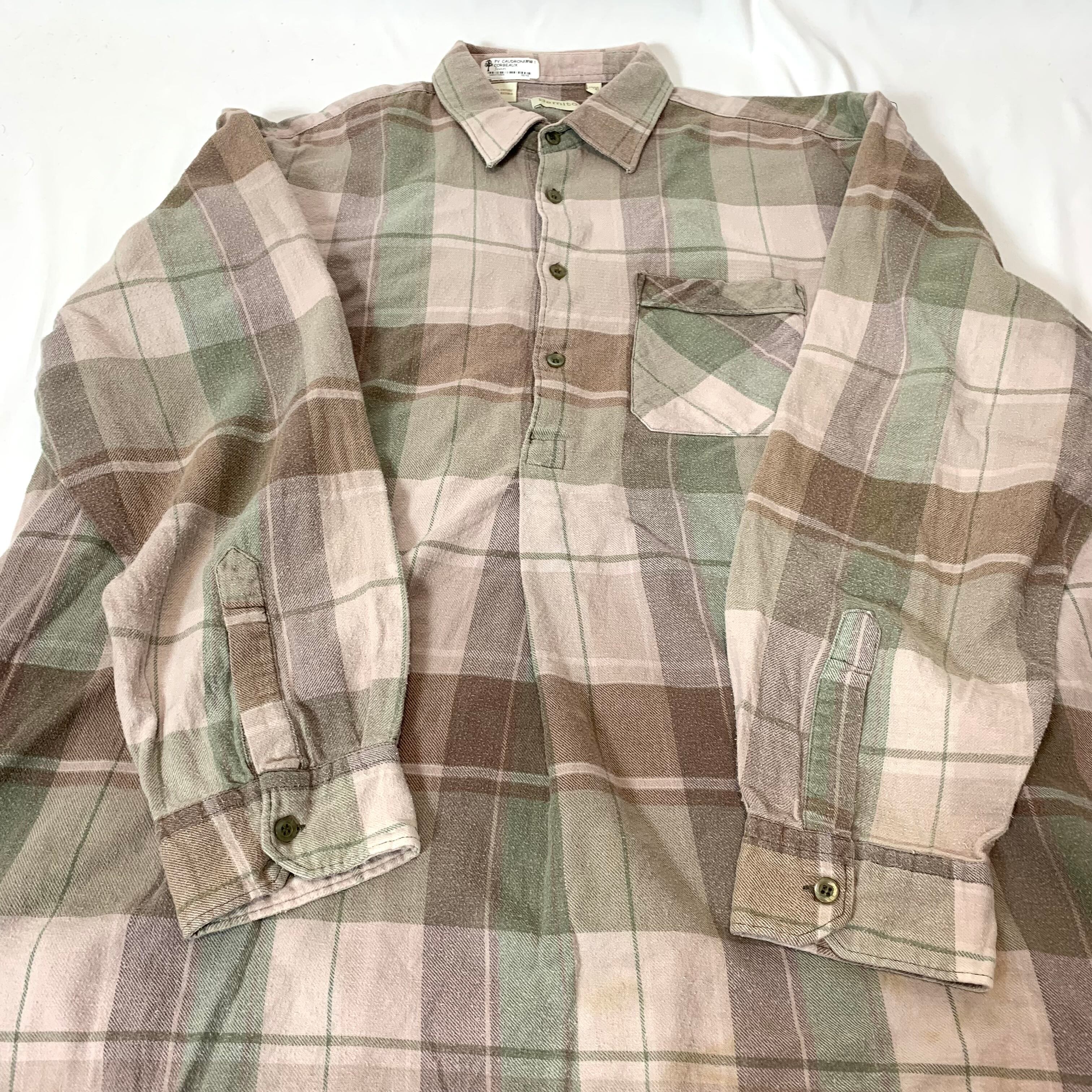 90s ユーロヴィンテージ　ボタンダウンシャツ　半袖　チェック　ピンク　グリーン