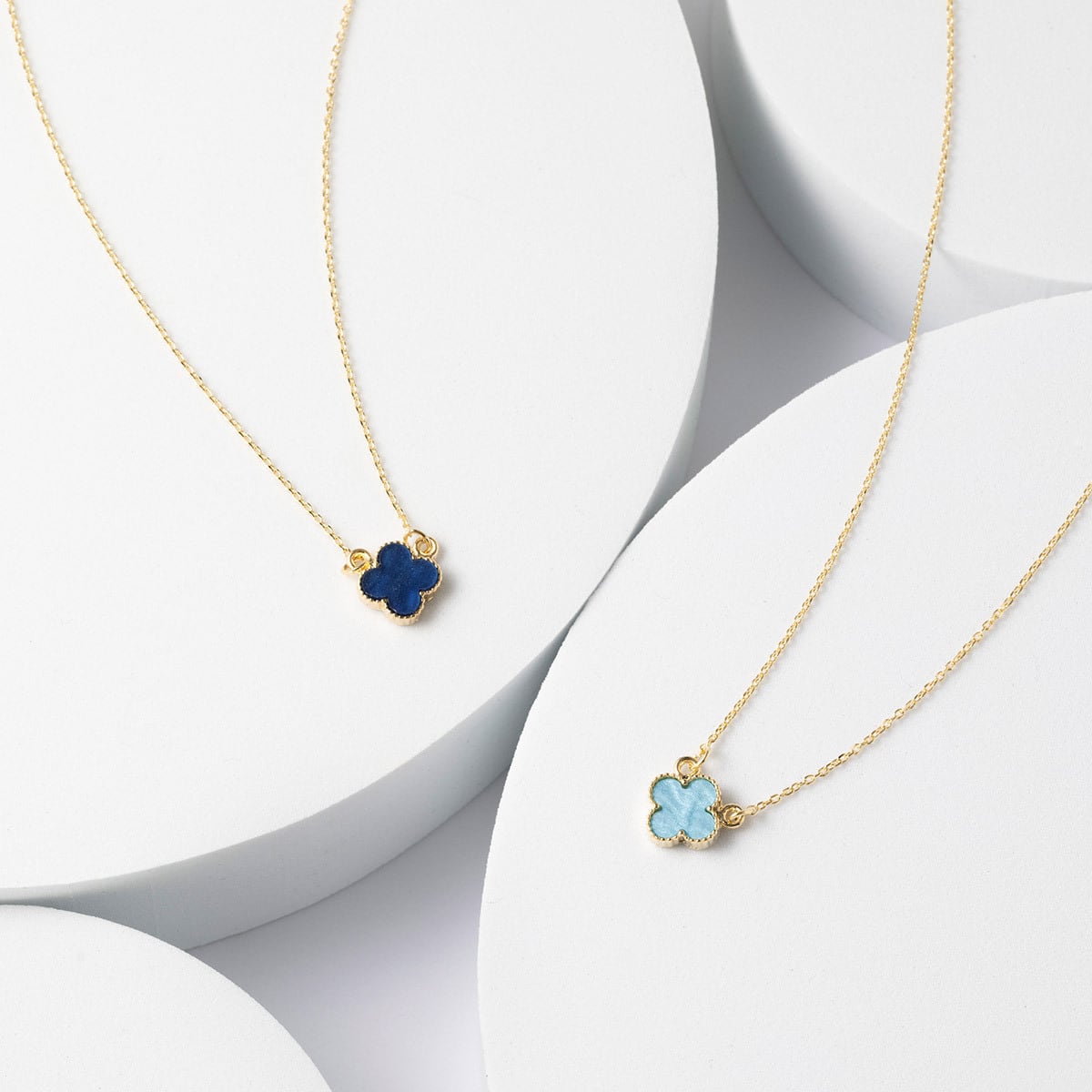 クローバー【9mm】ネックレス ブルー ターコイズブルー | MIRROR