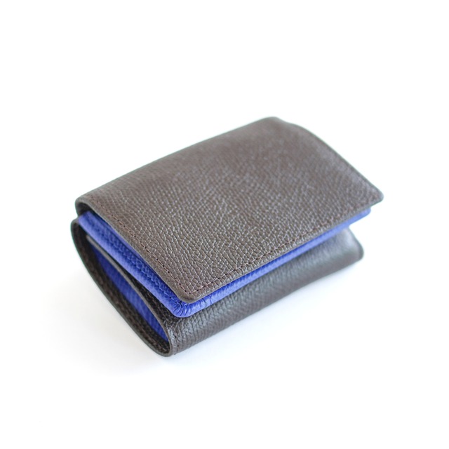 Mini wallet　ダークブラウン×ロイヤルブルー