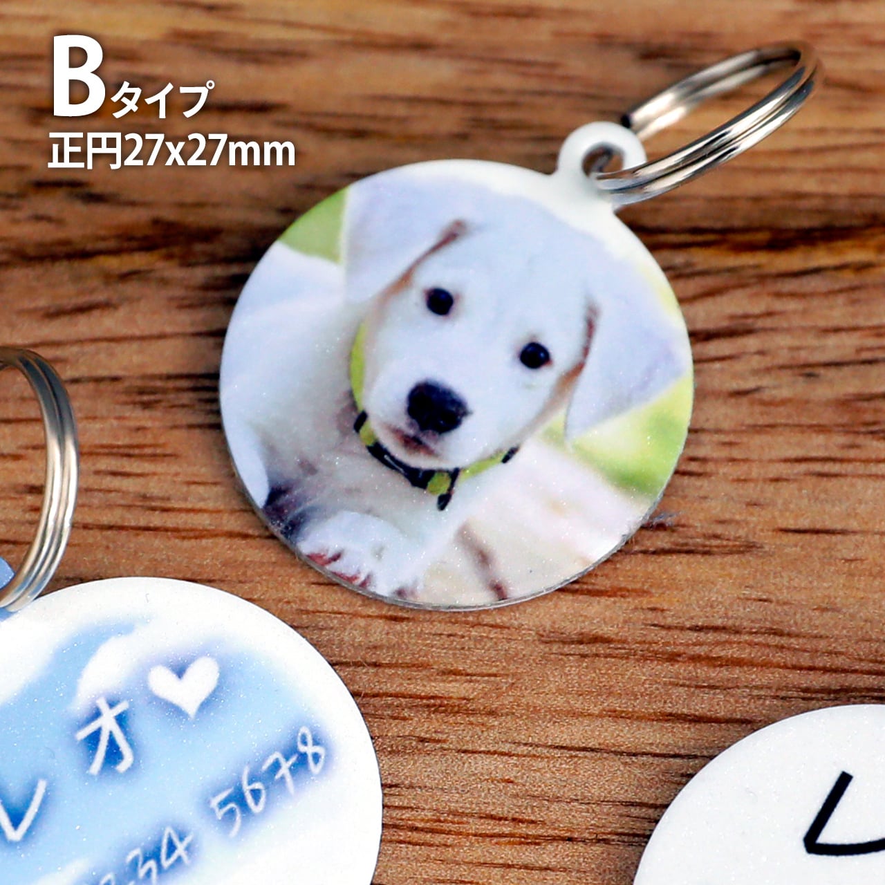 QRコード印字可能迷子札/ペット用ネームタグ B/両面印刷アルミ製