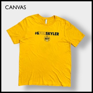 【CANVAS】USA製 ベースボール ナンバリング バックプリント Tシャツ XL 半袖 イエロー  US古着