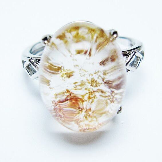 ガーデンクォーツ 指輪 ガーデン水晶 リング フリーサイズ 15号 一点物 メール便可 [M便 1/20] 115-6907