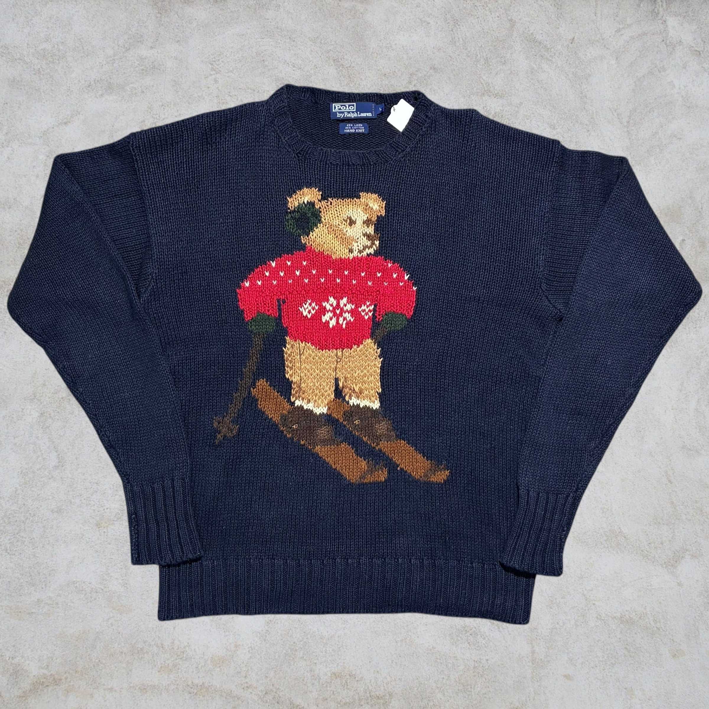 90's~00's Polo by Ralph Lauren Polo Bear Knit ''HAND KNIT