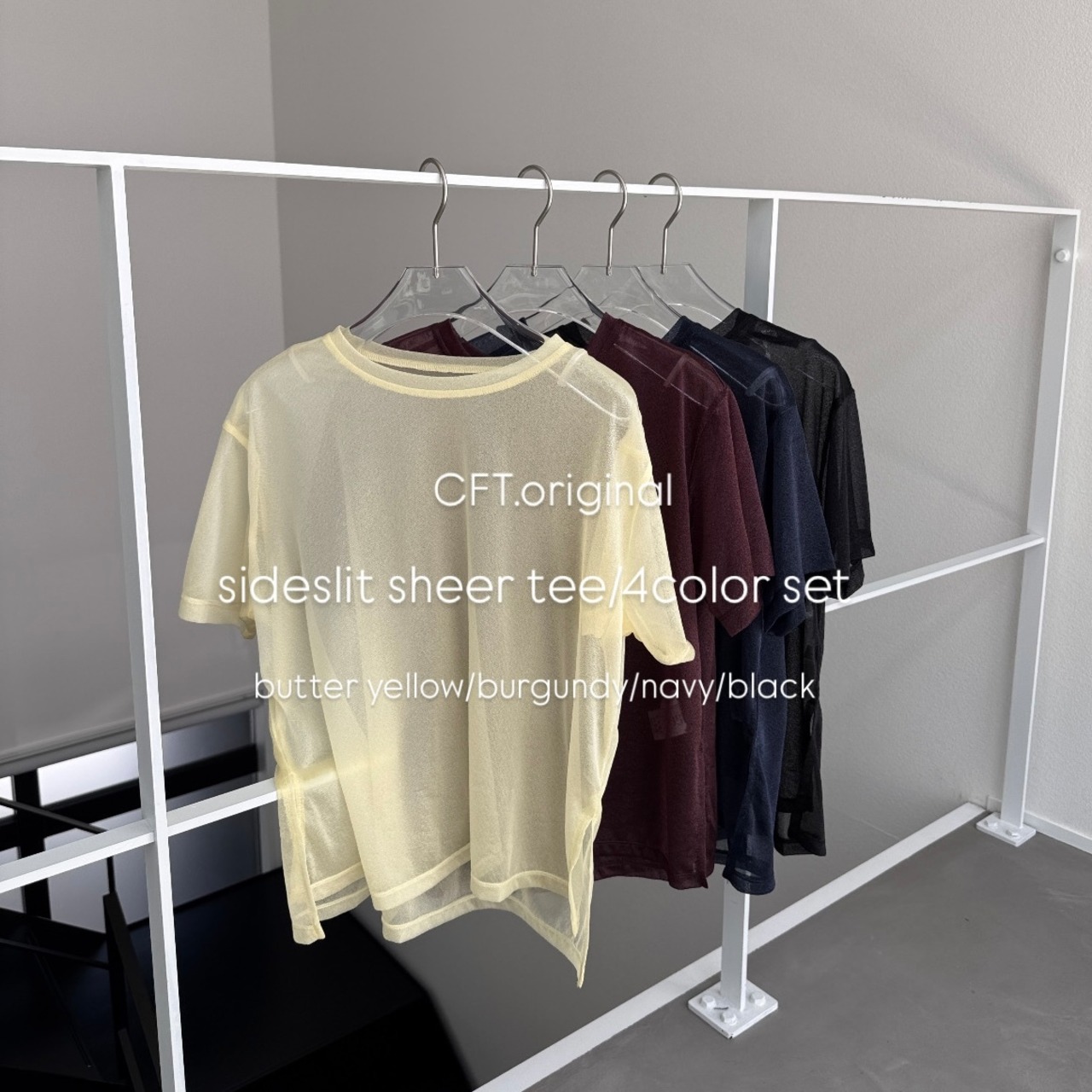 sideslit sheer tee/4color set