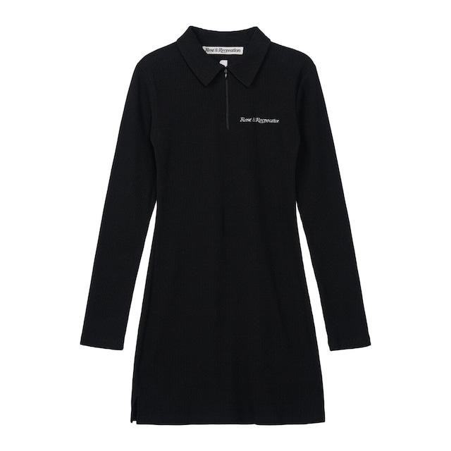 [rest & recreation] RR HALF ZIP-UP DRESS - BLACK 正規韓国ブランド 韓国ファッション 韓国代行 rest recreation レストアンドレクリエーション restrecreation