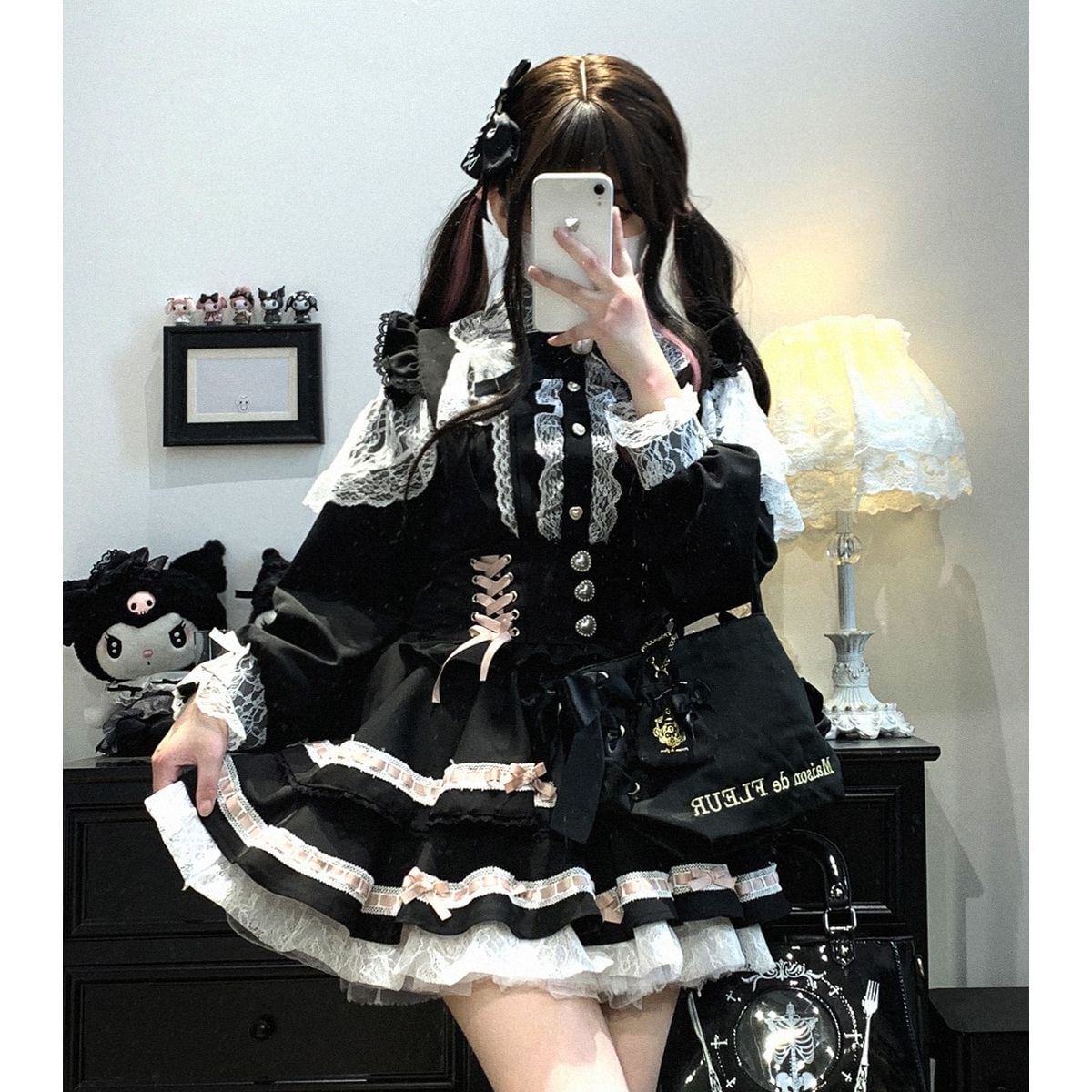 地雷系レースアップティアードスカート | Maiden's Rêve