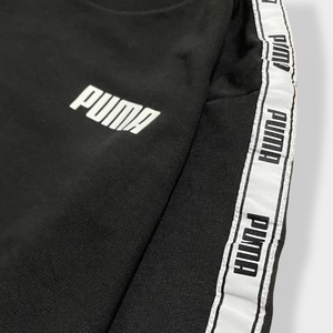 【PUMA】 ワンポイントロゴ 袖ロゴ スウェット トレーナー プルオーバー 黒 2XL ビッグシルエット プーマ スポブラ US古着