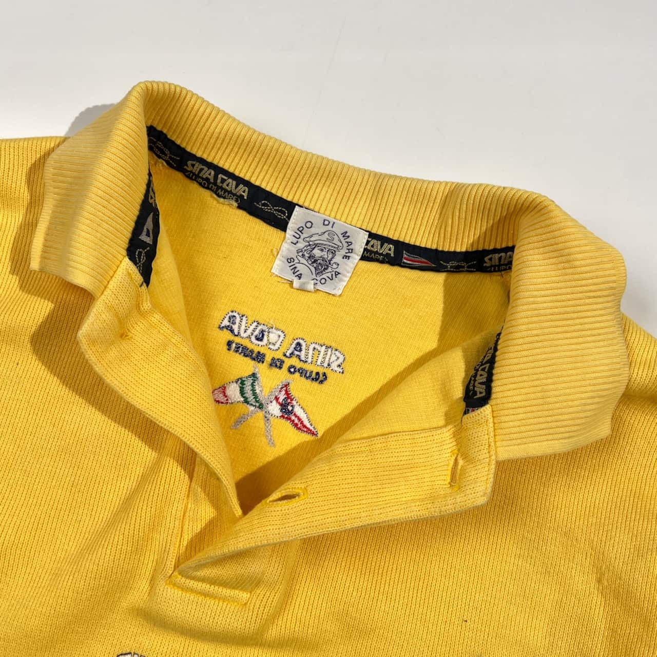SINA COVA シナコバ  国旗デザイン 長袖 ポロシャツ M/イエロー メンズ トレーナー風生地