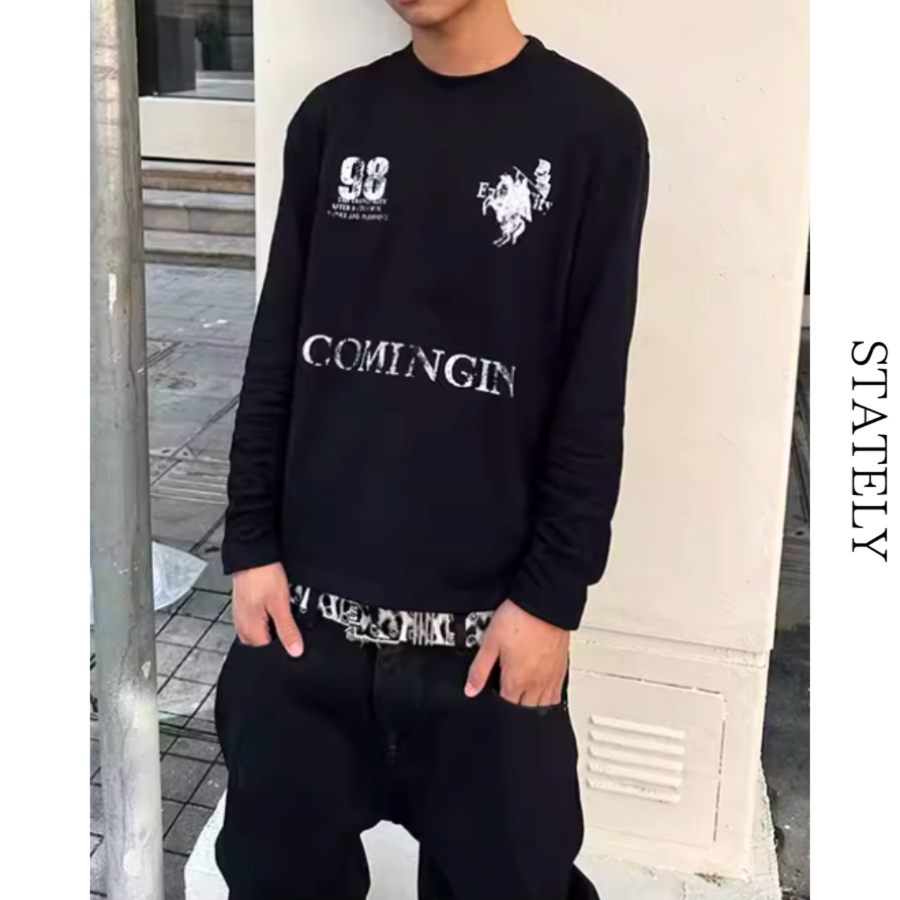 Unisex COMINGIN グラフィックLongTee/2color_T111・画像5