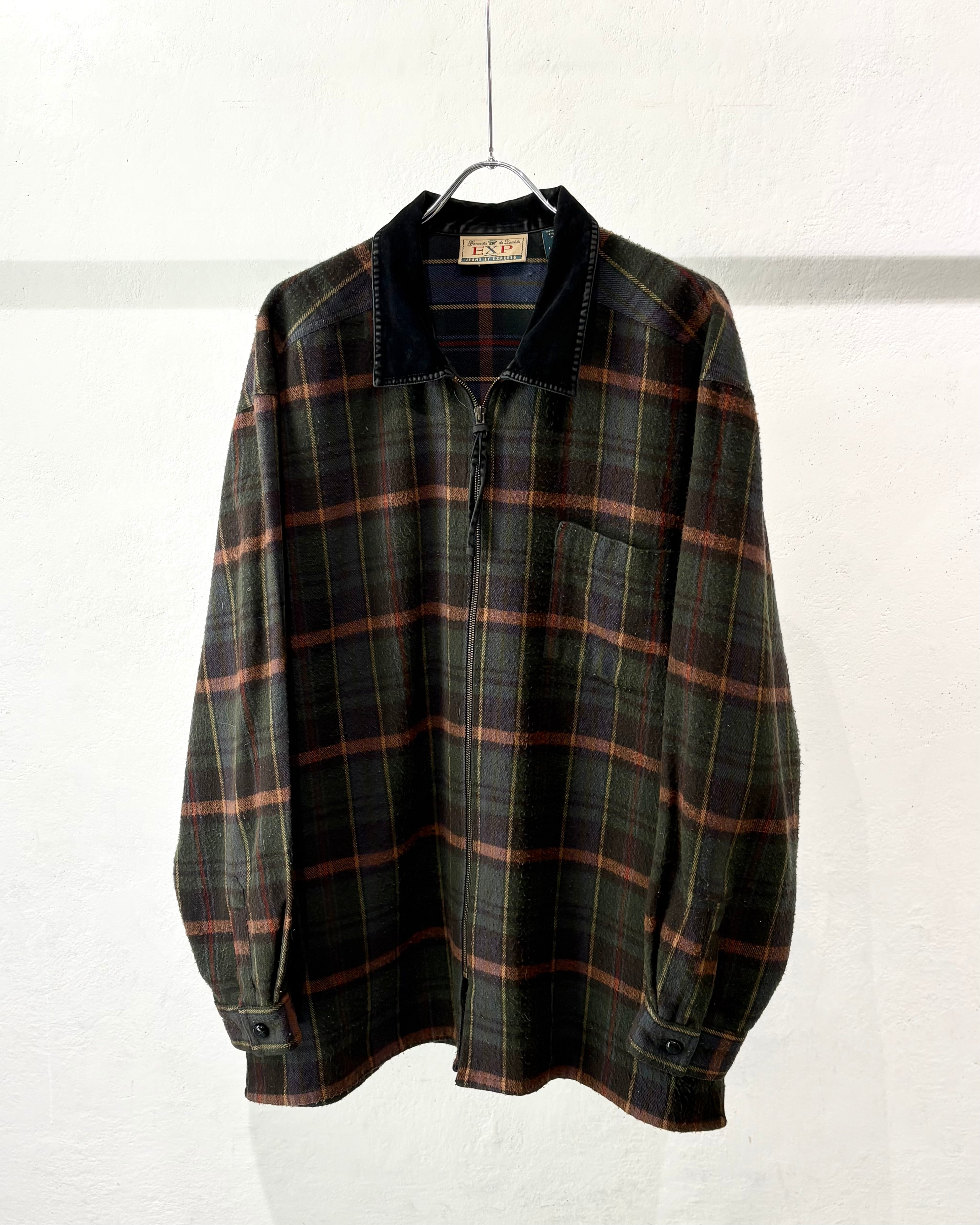 90s~ EXPRESS Zip-up Flannel Plaid Shirt Jacket