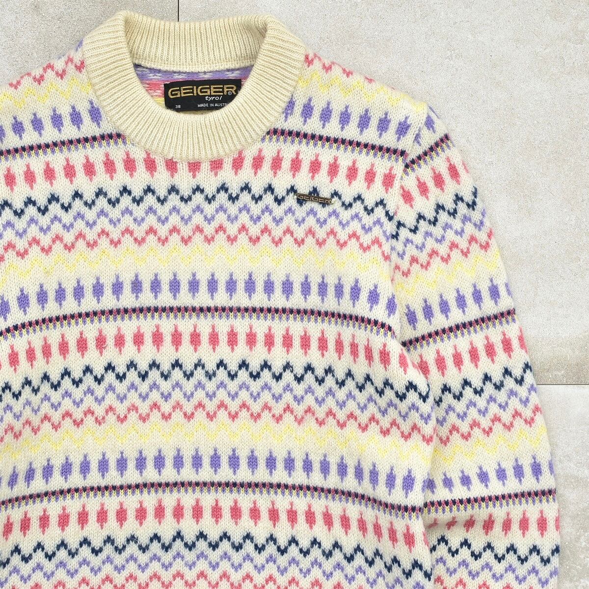 Vtg GEIGER pure new wool tyrolean knit | 古着屋 grin days memory