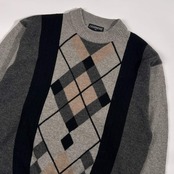 カシミヤ100% CASHMERE カシミヤ デザイン ニット セーター M/グレー系 メンズ