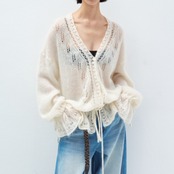 Voile Drawstring Knit Cardigan F0566