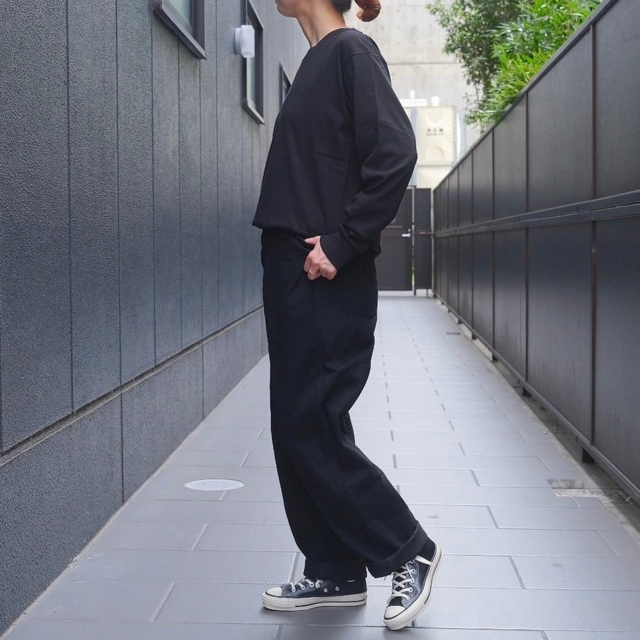 COMOLI(コモリ) / デニムベルテッドパンツ -BLACK-(A03-03001 COMOLI(コモリ) / デニムベルテッドパンツ -BLACK-(A03-03001