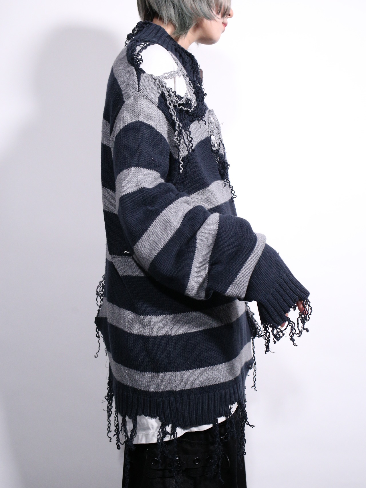 REMAKE / clash bolo × zip  border half zip knit - 4
