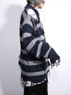 REMAKE / clash bolo × zip  border half zip knit