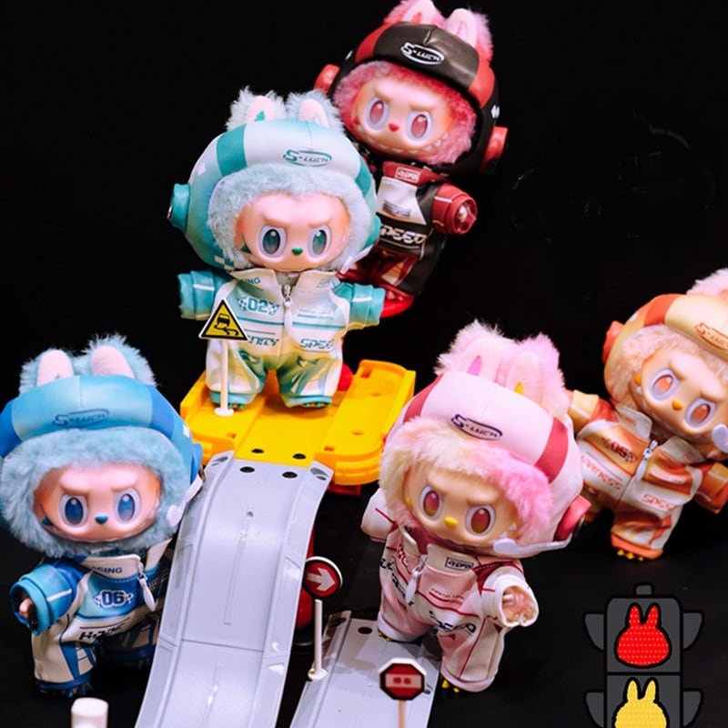 Labubu 1〜3代対応 レーシング ロンパースパンツ+ヘルメット ドール用