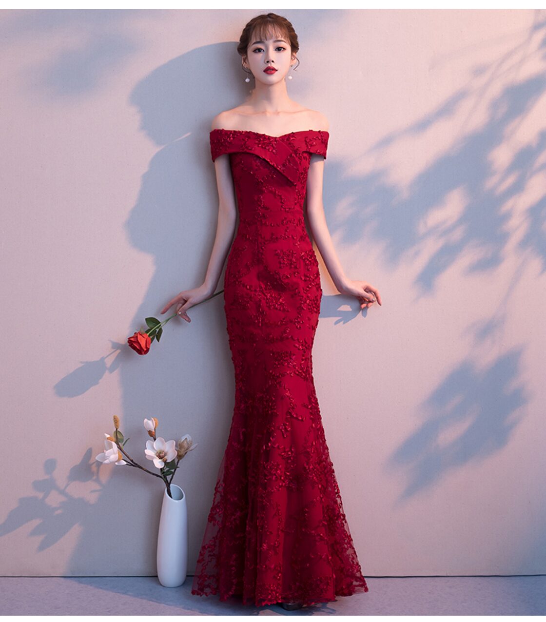 素敵なカラードレス パーティードレス 赤/黒/ワインレッド 3色あり  