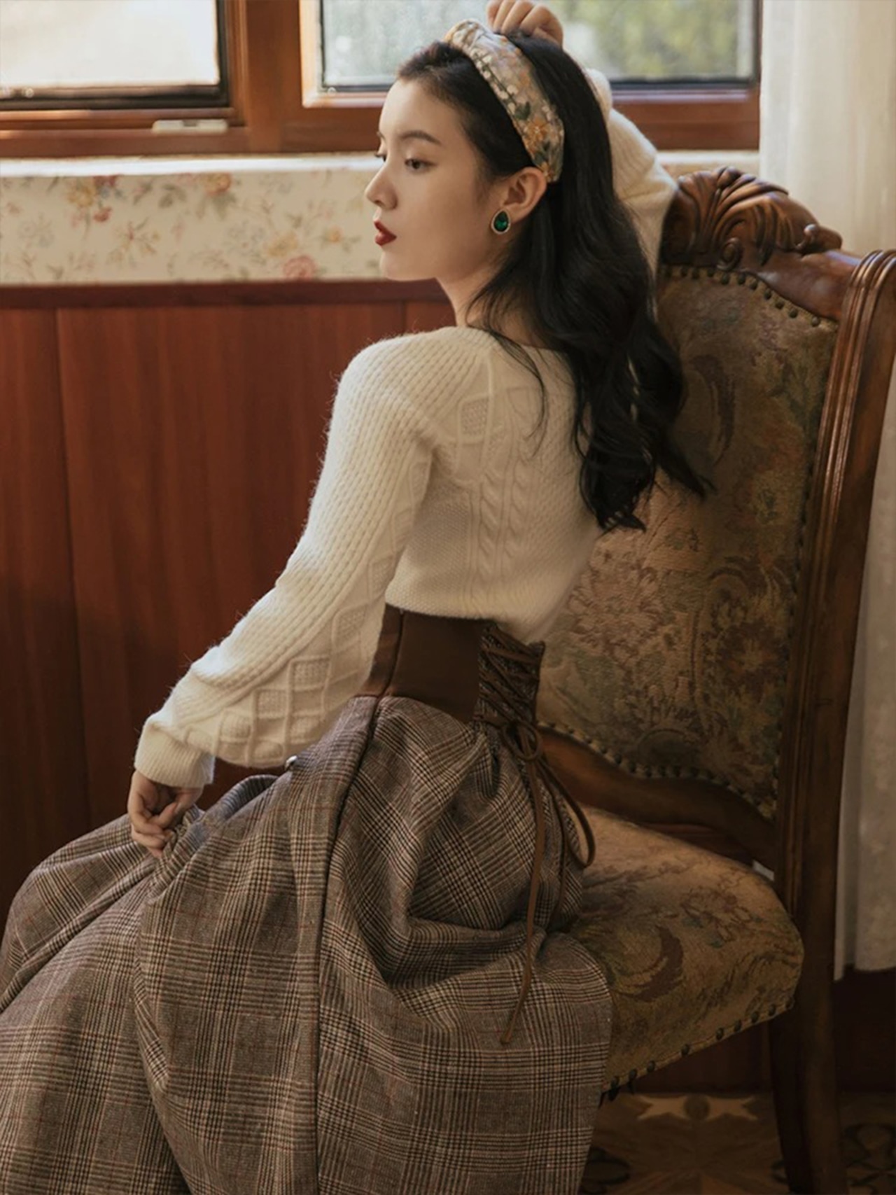 【0211】Plaid Pattern Long Sleeve 2 Piece Set