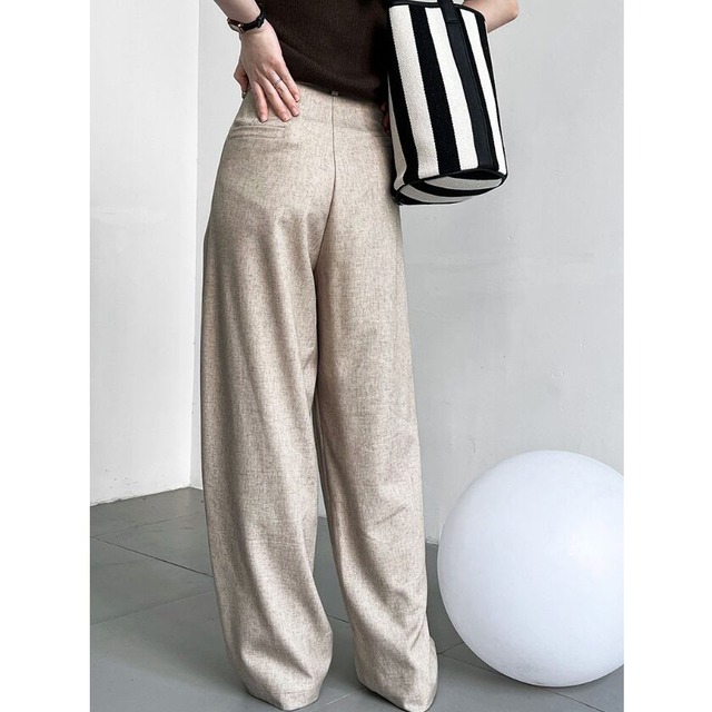 high waist straight tuck pants m0332
