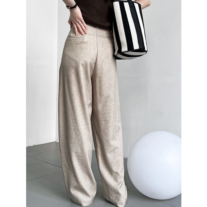 high waist straight tuck pants m0332