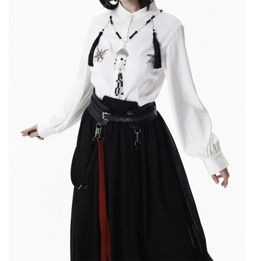 地雷系|赤と黒のロングストラップが印象的 サブカルウエストベルト|SEASONZ