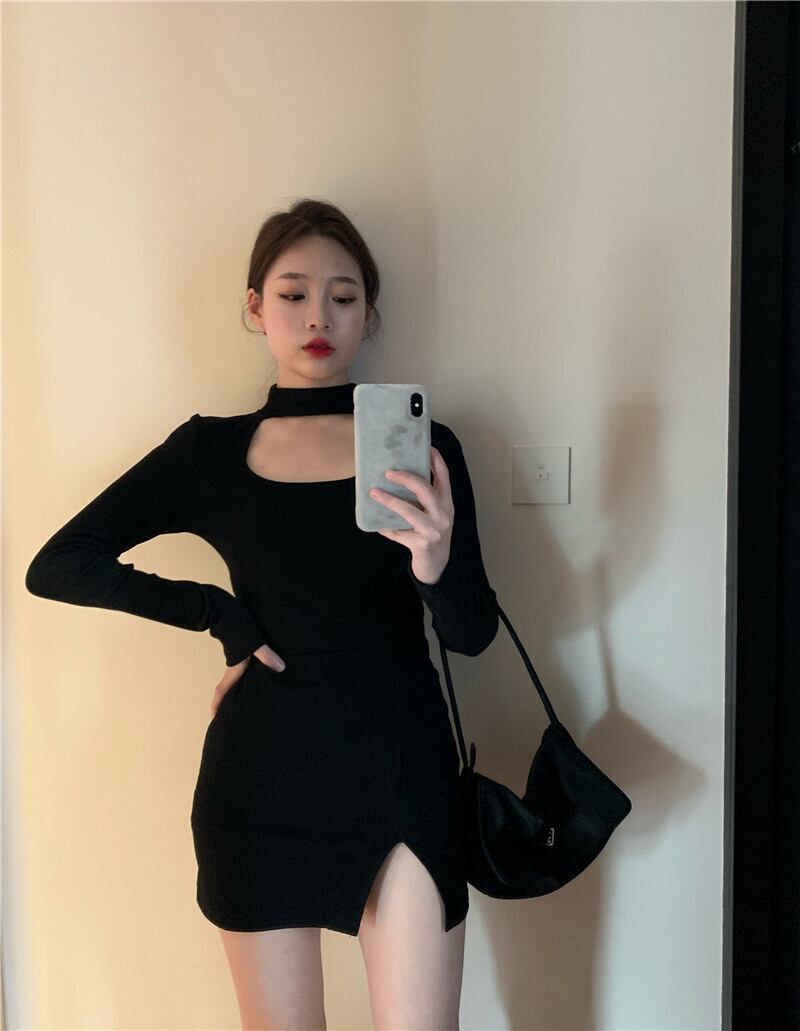 ドレス ウェストスリムショートスカート スプリングブラック ロング 春物 ブラックストロベリース92186865605