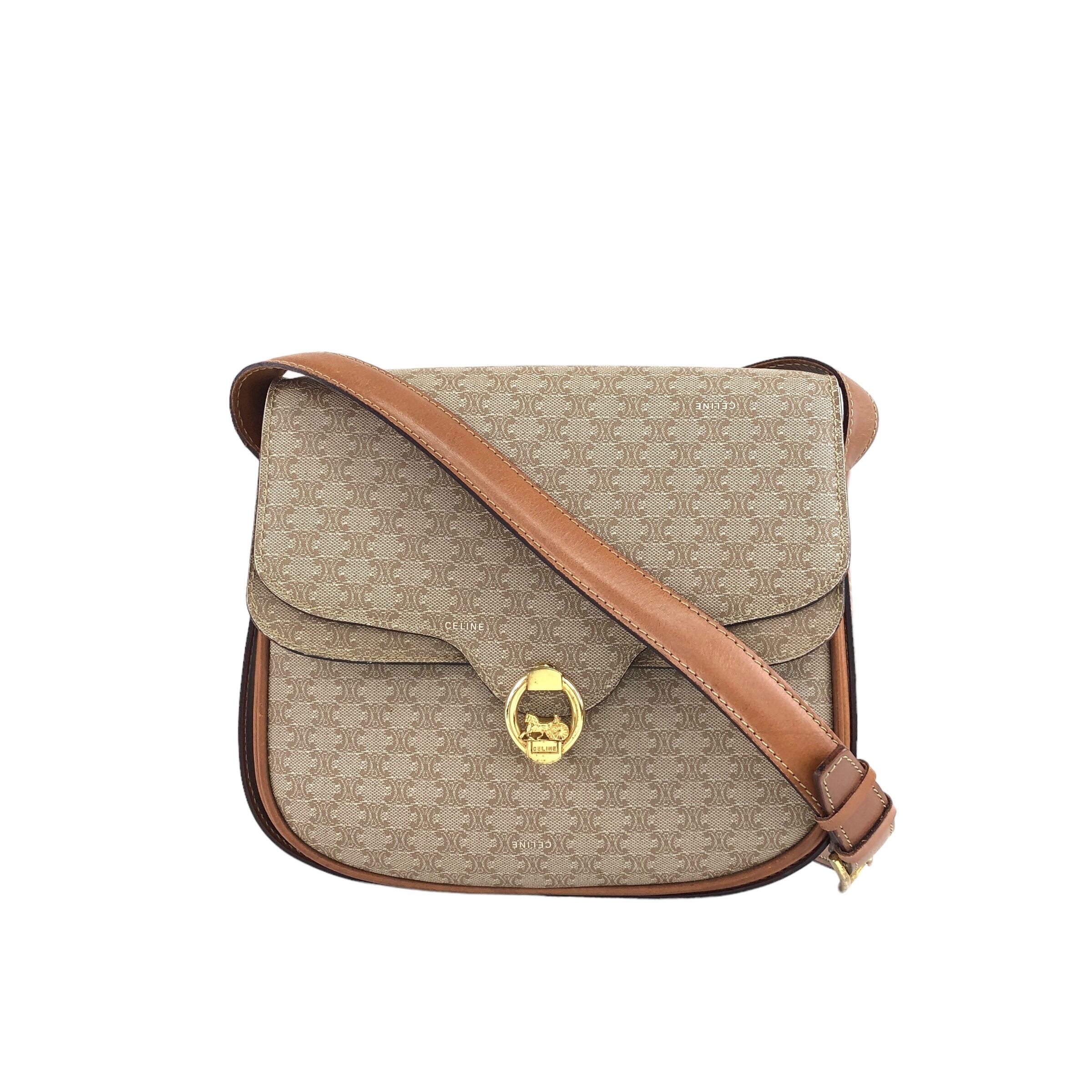 CELINE セリーヌ マカダム ショルダーバッグ ベージュ 馬車 ホース