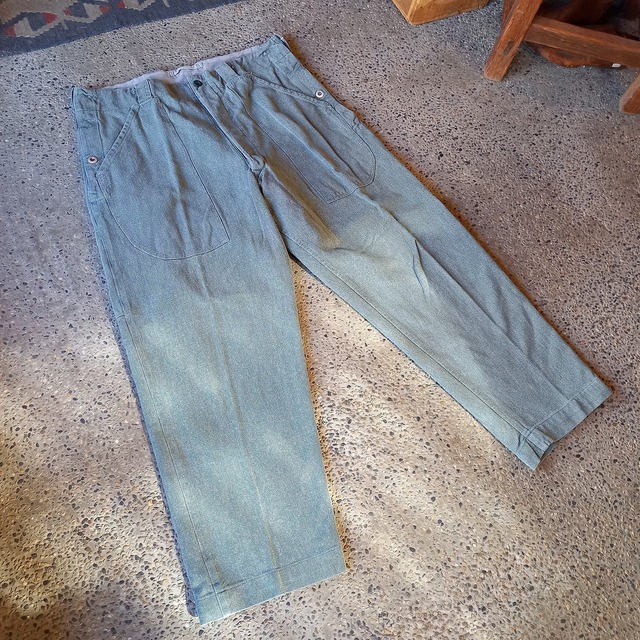 60's スイス軍 デニムワークパンツ w36in used [111104]