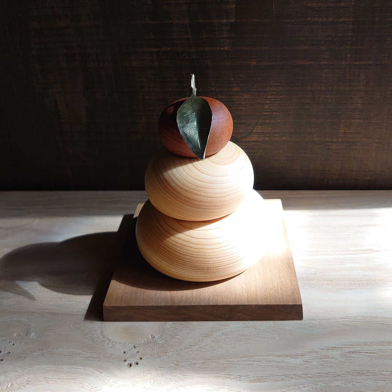 12/9 大安吉日お届け分 木の鏡餅／小 ご予約【 笹倉岳 木工