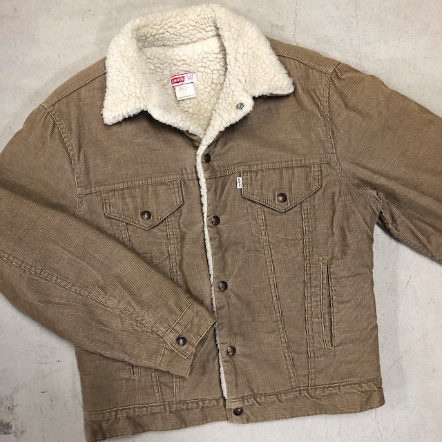 1980'S LEVI'S 70608-1523 BEIGE CORDS BOA JACKET