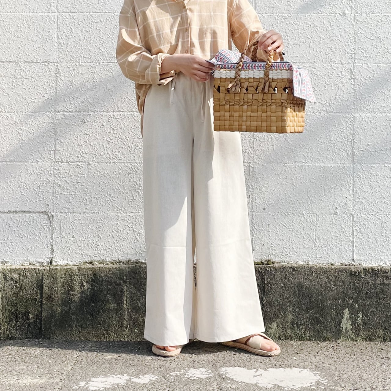 Linen wide pants (ivory)