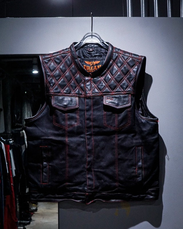 【add (C) vintage】Leather Switching Loose Denim Vest