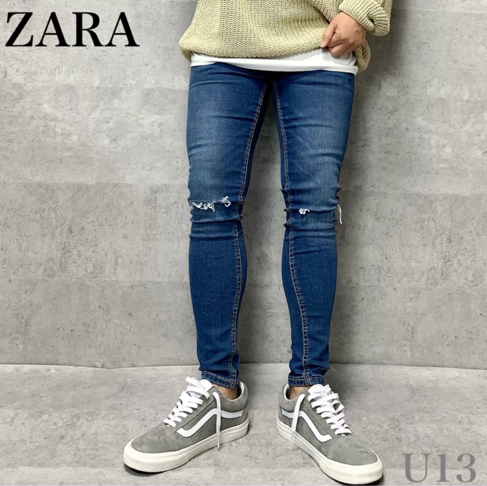 ZARA ザラ ペイント クラッシュデニム ストレッチ スキニー ジーンズ