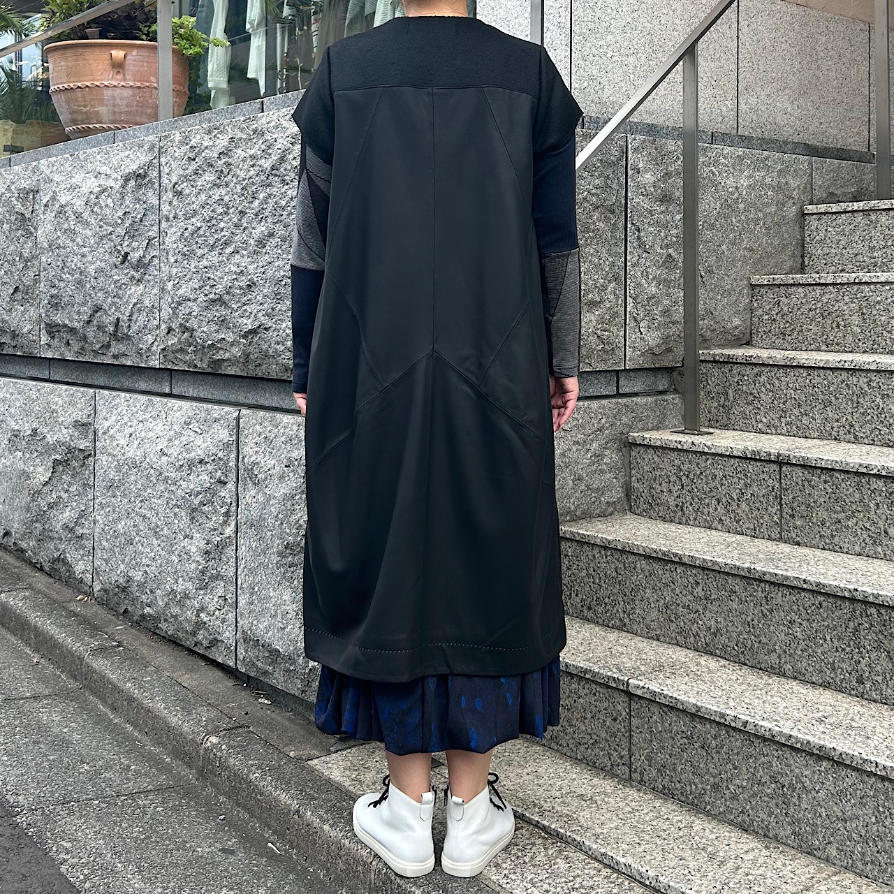 【To Black】スエードナッパレザー×リバーウールコクーンワンピース【156-7402】